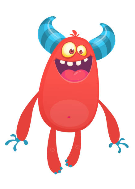 istock Cartoon horned monster design for logo or t-shirt print 1124700363