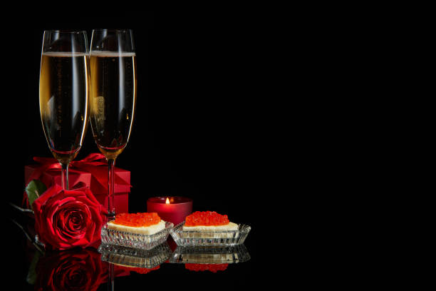 istock Champagne and red caviar 1124701680