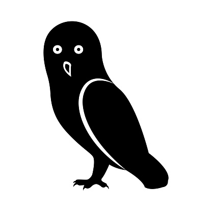 Vector Image Of Standing Owl Black And White On An Isolated White