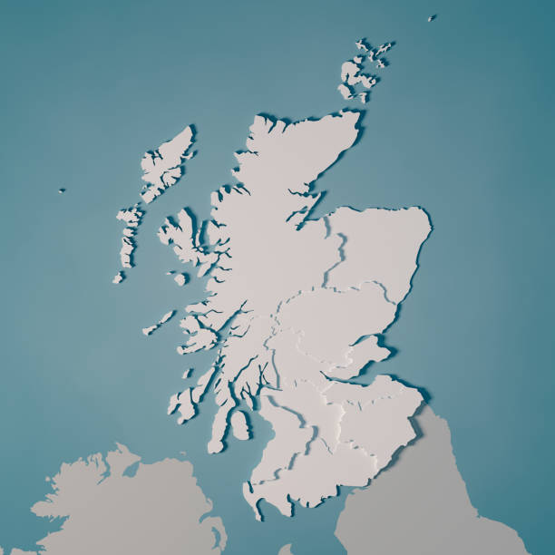 istock Scotland Country Map Regions Administrative Divisions 3D Render 1124707653