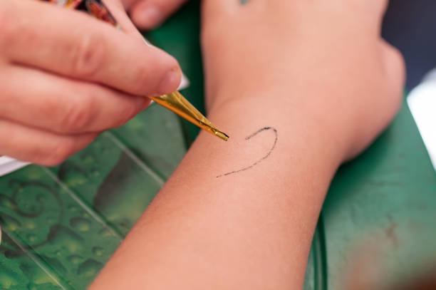 istock henna draw on the child's hand drawing 1124708253