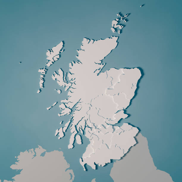 istock Scotland Country Map Administrative Divisions 3D Render 1124708292