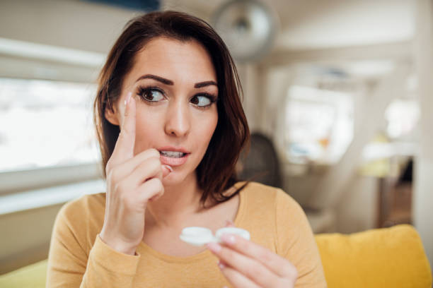 istock Woman with contact lenses 1124708391
