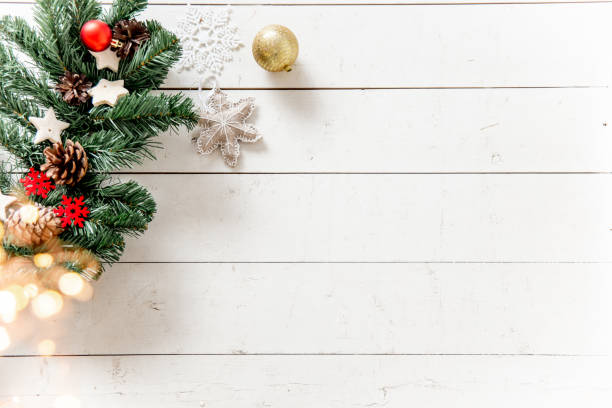 istock Christmas presents and boxes on wooden background 1124708927