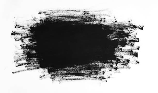 istock Black paint brush strokes texture isolated on white background 1124709484