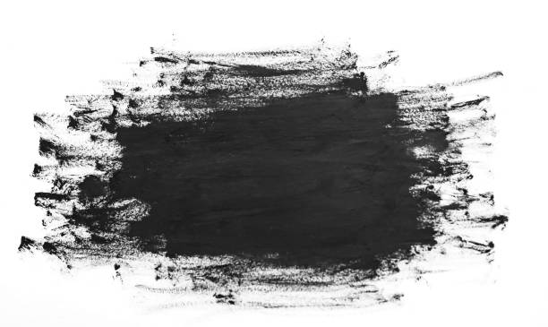 istock Black abstract watercolor paint brush texture. 1124709488