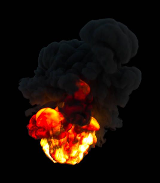 istock Fire With Thick Heavy Smoke Isolated On Black Background 1124713629