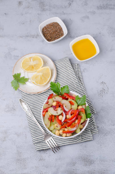 istock Raw vegetable salad with chickpeas 1124714353