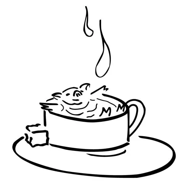 Vector illustration of cute vector funny piggy in the teacup