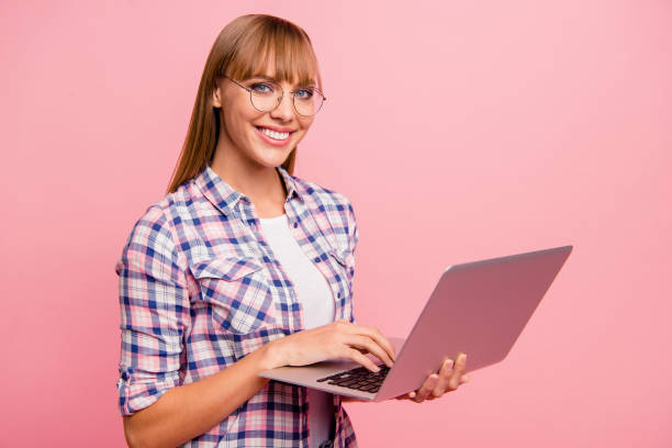 istock Profile side view portrait of nice cute brainy genius winsome at 1124717880