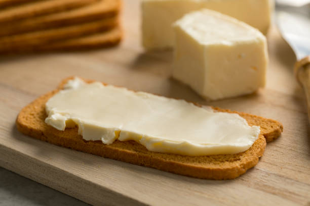 Toast  with traditional soft Dutch cheese spread for a snack