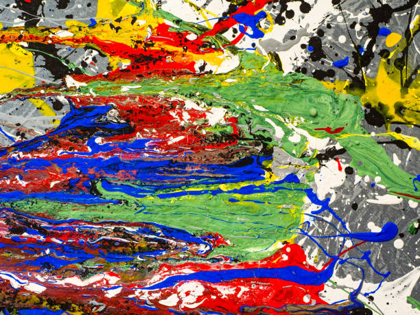 istock paint smudges. Color chaos. Mixed different colors 1124719196