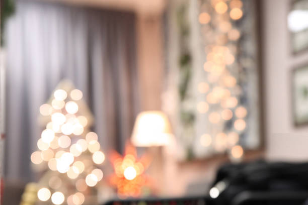 istock Abstract Christmas interior. Christmas tree decorated with Christmas toys 1124721859