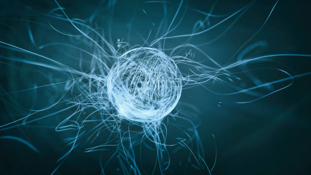 Neuron system Neuron cells system - 3d rendered image of Neuron cell network on black background. Hologram view  interconnected neurons cells with electrical pulses. Conceptual medical image.  Glowing synapse.  Healthcare concept. axon terminal stock pictures, royalty-free photos & images