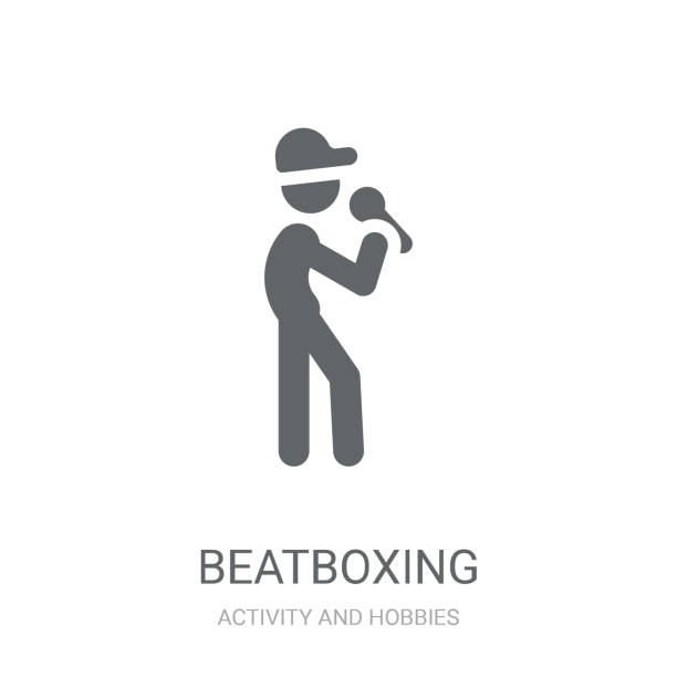 illustrations, cliparts, dessins animés et icônes de icône de human beatbox. concept de logo beatboxing branché sur fond blanc de la collection d’activités et de loisirs - beat box