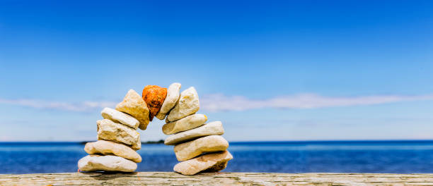 Bridge made of pebbles by the sea