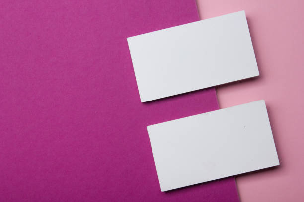 istock Business cards blank. Mockup on color background. Flat Lay. copy space for text 1124734568