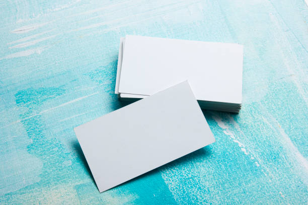 istock Business cards blank. Mockup on color background. Flat Lay. copy space for text 1124734882