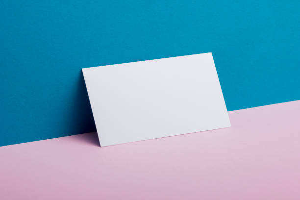 istock Business cards blank. Mockup on color background. Flat Lay. copy space for text 1124734991