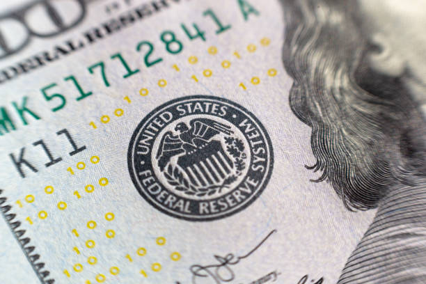 istock Close-up view on one hundred dollar bill. Macro view on one hundred dollar banknote 1124735377