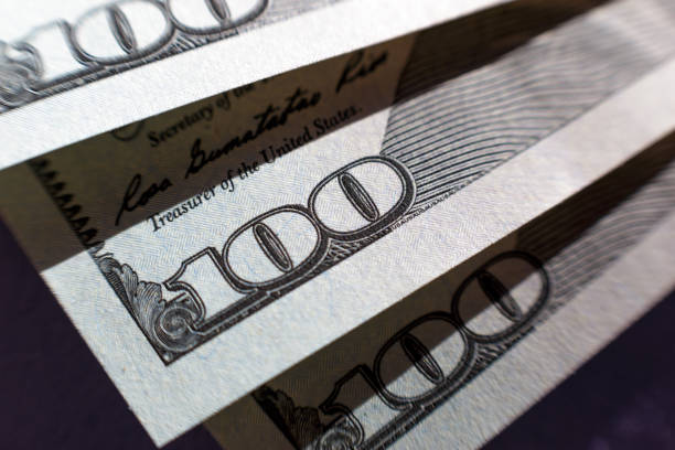 istock Close-up view on one hundred dollar bill. Macro view on one hundred dollar banknote 1124735443