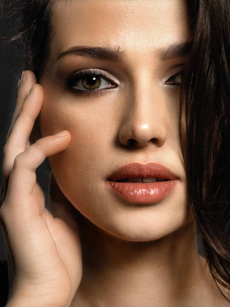 istock Beautiful woman with  brown eyes. 1124735887