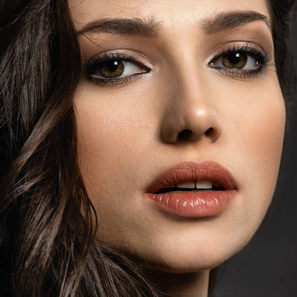 istock Beautiful woman with  brown eyes. 1124735918
