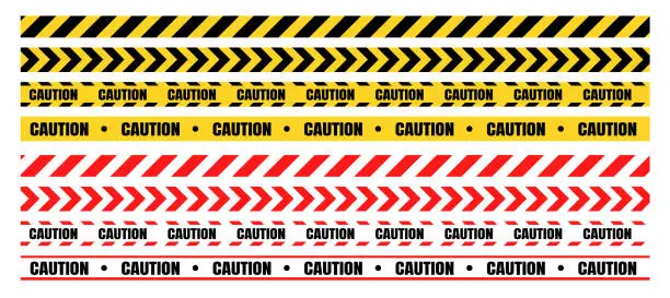 Vector illustration of Hazardous warning tape sets must be careful for construction and crime.