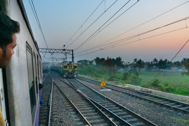 HOWRAH STATION , HOWRAH, WEST BENGAL / INDIA - 4TH FEBRUARY 2018 : Railway track of Indian railway. It is fourth largest network by size in the world.