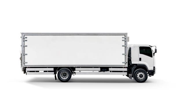 biały transport ciężarówka cargo lub kontener samochód przyczepa samochodowa - semi truck vehicle trailer truck empty zdjęcia i obrazy z banku zdjęć