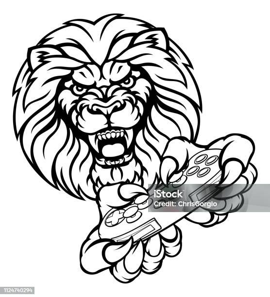 Lion Gamer Mascot Stock Illustration - Download Image Now - Anger, Animal, Animal Body Part