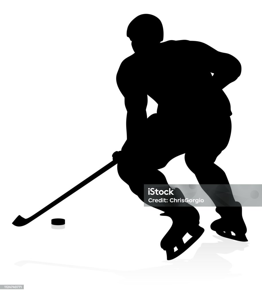 Ice Hockey Player Silhouette An ice hockey player silhouette sports illustration Adult stock vector