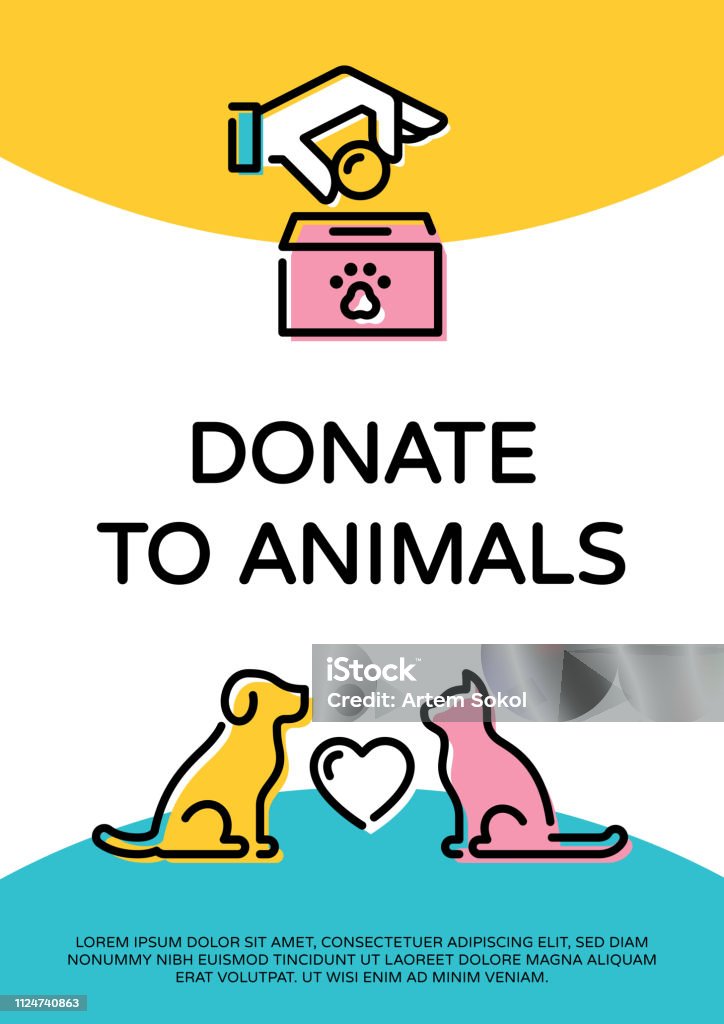 Vector Donate To Animals Banner Template Stock Illustration - Download  Image Now - Poster, Animal, Charity and Relief Work - iStock