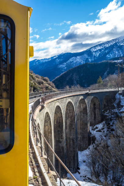 istock Approaching the viaduct on the Little Yellow Train or Train Jaune 1124742251
