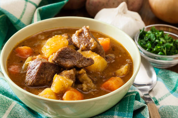 istock Irish stew made with beef, potatoes, carrots and herbs 1124742266