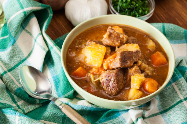 istock Irish stew made with beef, potatoes, carrots and herbs 1124742344