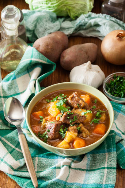 istock Irish stew made with beef, potatoes, carrots and herbs 1124742453