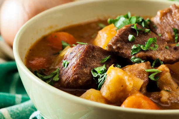 istock Irish stew made with beef, potatoes, carrots and herbs 1124742714