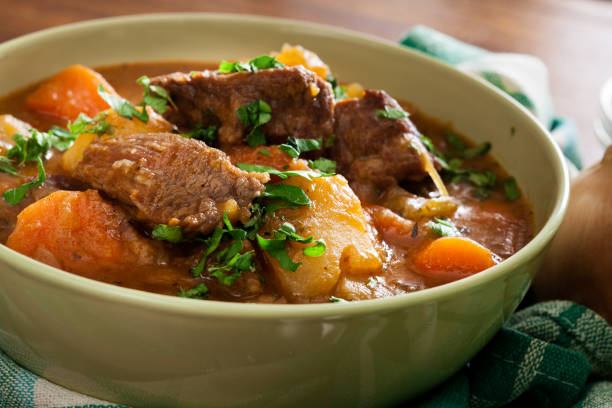 istock Irish stew made with beef, potatoes, carrots and herbs 1124742850