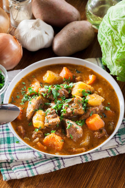 istock Irish stew made with beef, potatoes, carrots and herbs 1124743238