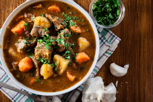 istock Irish stew made with beef, potatoes, carrots and herbs 1124743295