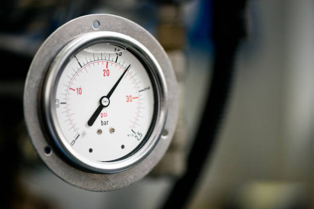 istock Mechanical industry close up objects: pressure gauge 1124748037
