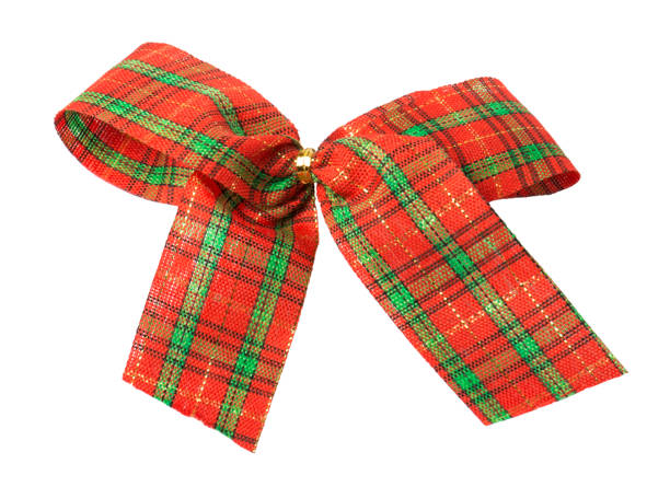 istock red bow in green stripes on white background 1124752189