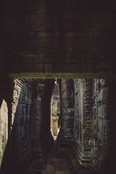 istock Interior Of Long Narrow Corridor In Old Temple 1124752686