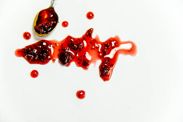 istock strokes and blots of paint on white background 1124753293