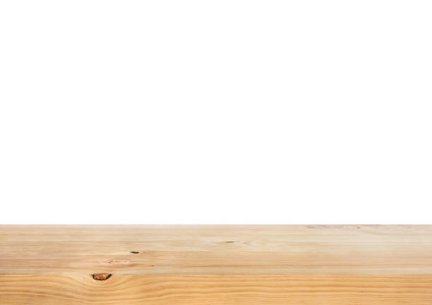 istock Beautiful texture wood table top texture on white background.For create product display or design key visual layout 1124759608