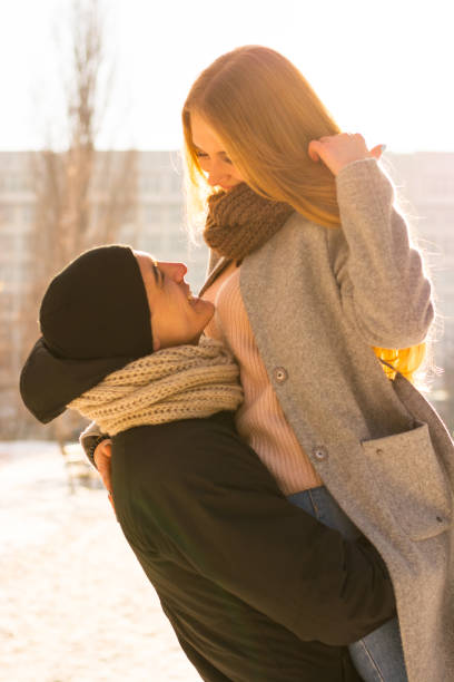istock Loving couple in winter. 1124761975