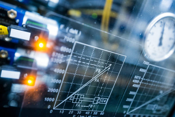 indústria mecânica de perto objetos: medidor de pressão e componentes elétricos - accuracy instrument of measurement measuring quality control - fotografias e filmes do acervo