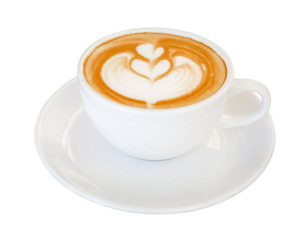 istock Coffee latte art flower shape, hot cappuccino isolated on white background, clipping path 1124767268