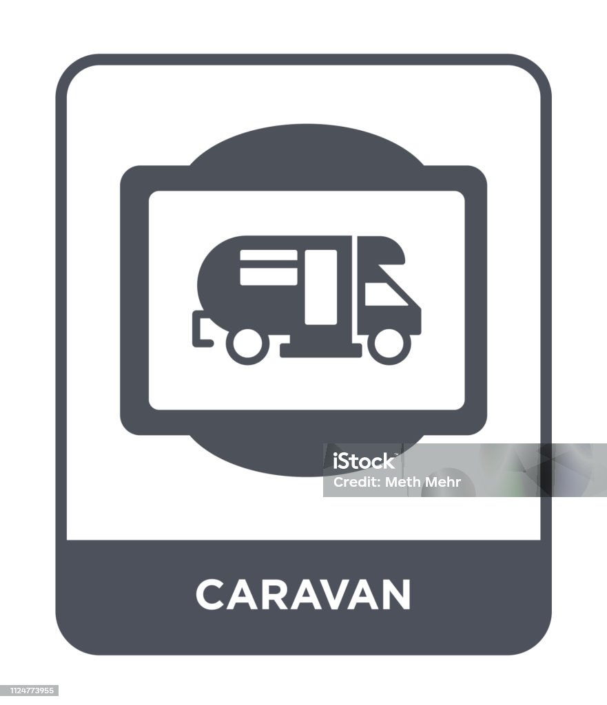 caravan icon vector on white background, caravan trendy filled icons from Traffic signs collection Bus stock vector